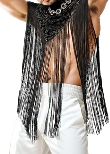 SEAUR Mens Sheer Mesh Top Button Up Shirts Long Sleeve Black See Through Top Rave Outfits - Image 5