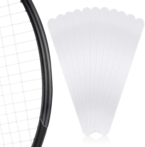 41B9hUrDSoL._AC_.jpg ShinyRelief 10 Pcs Tennis Racket Head Protectors Tape Transparent Racket Head Sticker Reduce Impact and Friction Guard for Badminton Tennis Outdoor Sports Accessories - Image 2