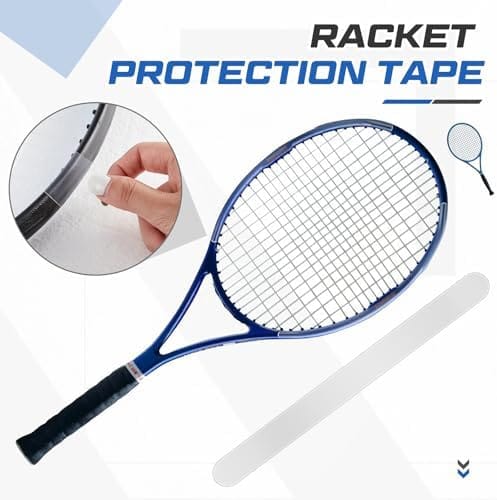 41uaBAEpEAL._AC_.jpg ShinyRelief 10 Pcs Tennis Racket Head Protectors Tape Transparent Racket Head Sticker Reduce Impact and Friction Guard for Badminton Tennis Outdoor Sports Accessories - Image 7