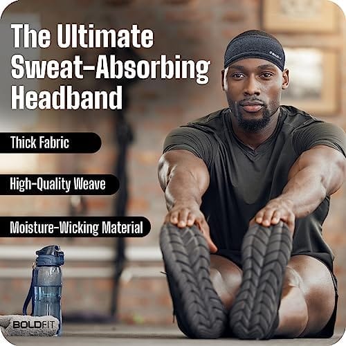 510DP51ClOL._AC_.jpg Boldfit Stylish Headbands for Men and Women - Grey and Black Gym Workout Headbands for Long Hair - Comfortable Sweatbands for Yoga, Running, Cycling, Football (Universal Size) - Image 4