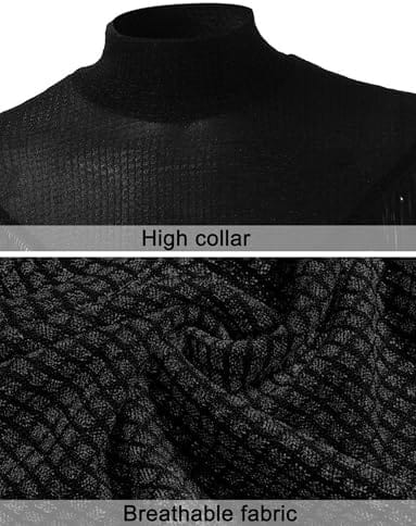 SEAUR Mens Sheer Mesh Top Button Up Shirts Long Sleeve Black See Through Top Rave Outfits - Image 6