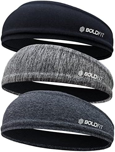 51W5b5pA5JL._AC_.jpg Boldfit Stylish Headbands for Men and Women - Grey and Black Gym Workout Headbands for Long Hair - Comfortable Sweatbands for Yoga, Running, Cycling, Football (Universal Size) - Image 2