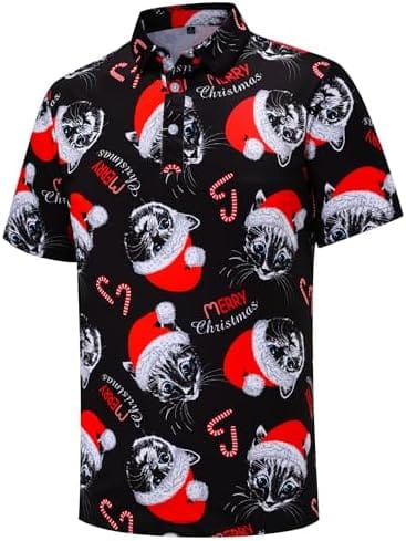 Christmas Mens Polo Shirts Funny Golf Shirts for Men Performance Moisture Wicking Quick Dry Athletic Short Sleeve Shirts - Image 2